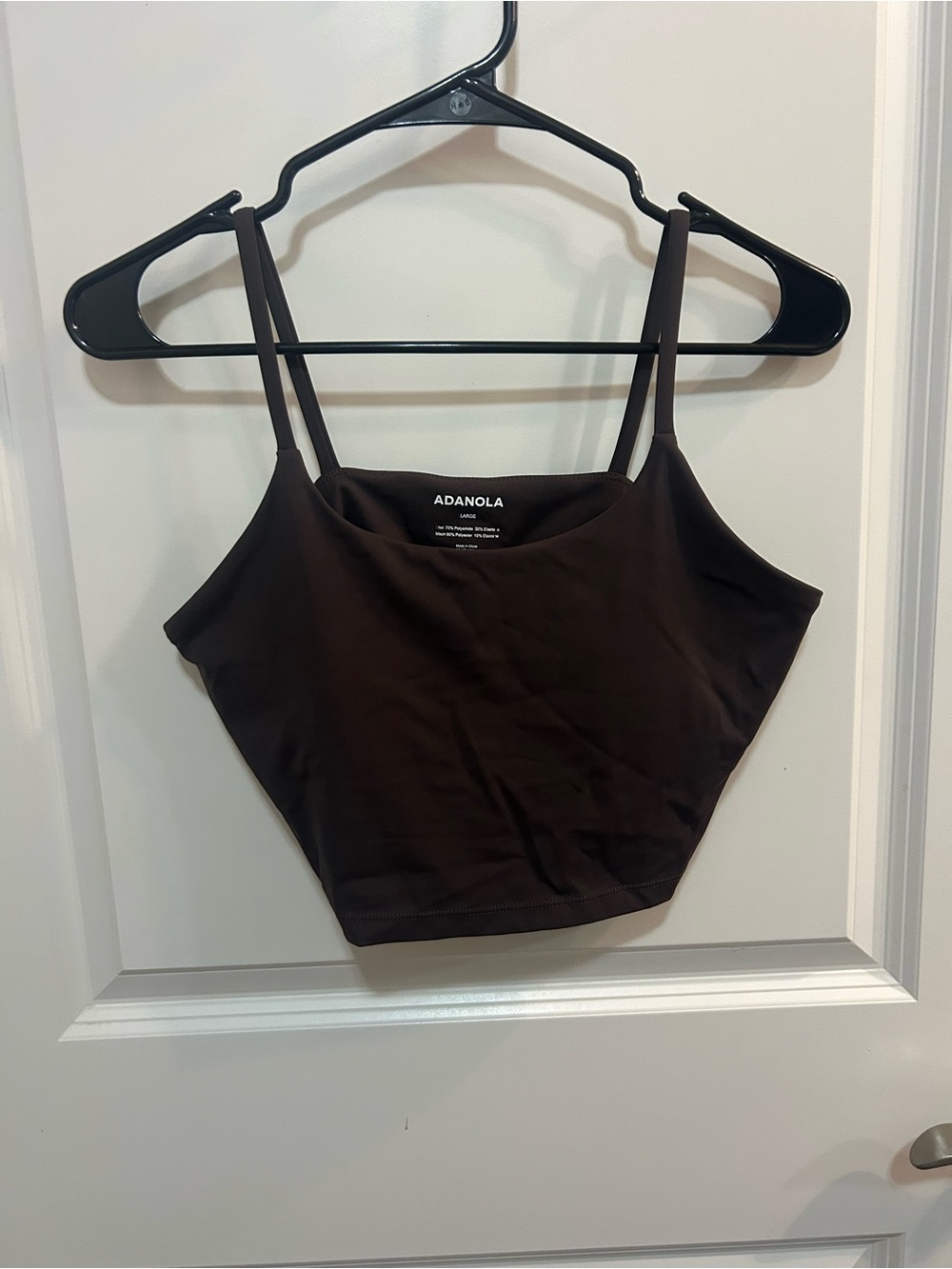 Adanola Women's Brown Built in Bra Athletic Workout Crop Tank Size Large